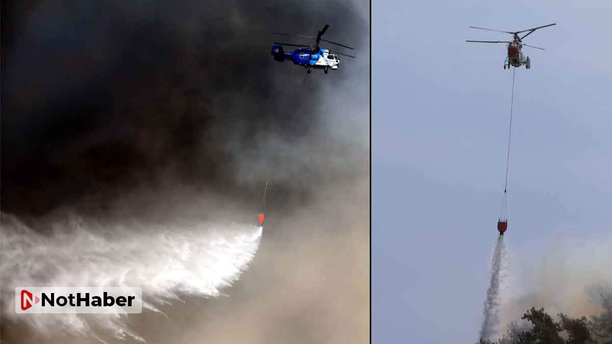 Helikopterler yangınlara işte böyle müdahale ediyor!